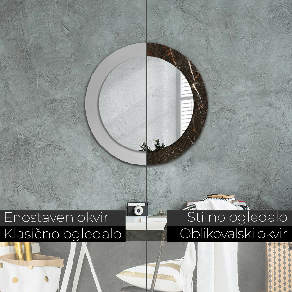 Circle decorative mirror Brown marble