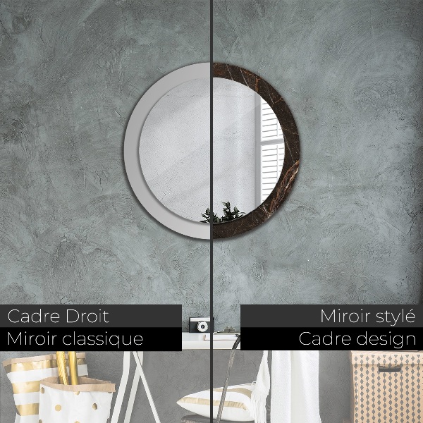 Circle decorative mirror Brown marble