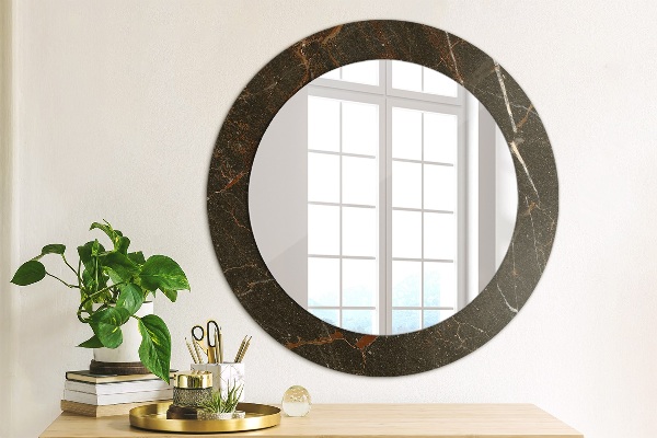 Circle decorative mirror Brown marble