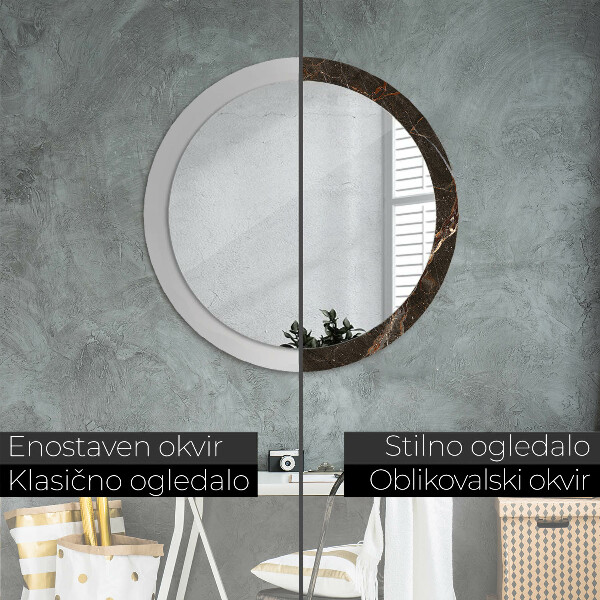 Circle decorative mirror Brown marble