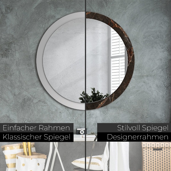 Circle decorative mirror Brown marble