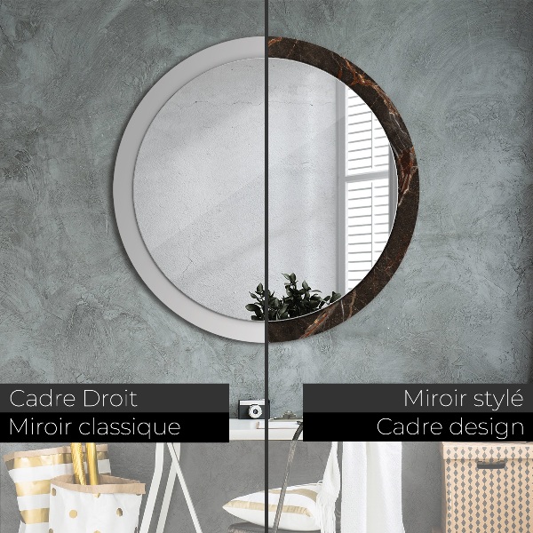 Circle decorative mirror Brown marble