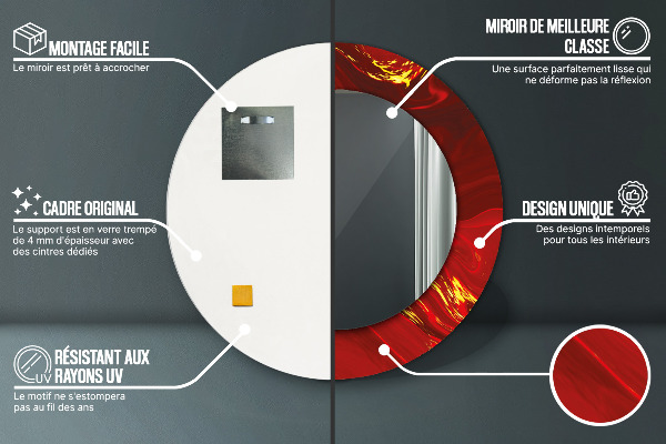 Round wall mirror design Red marble