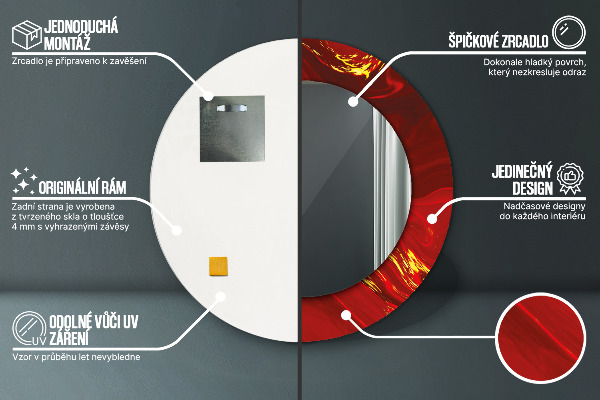 Round wall mirror design Red marble