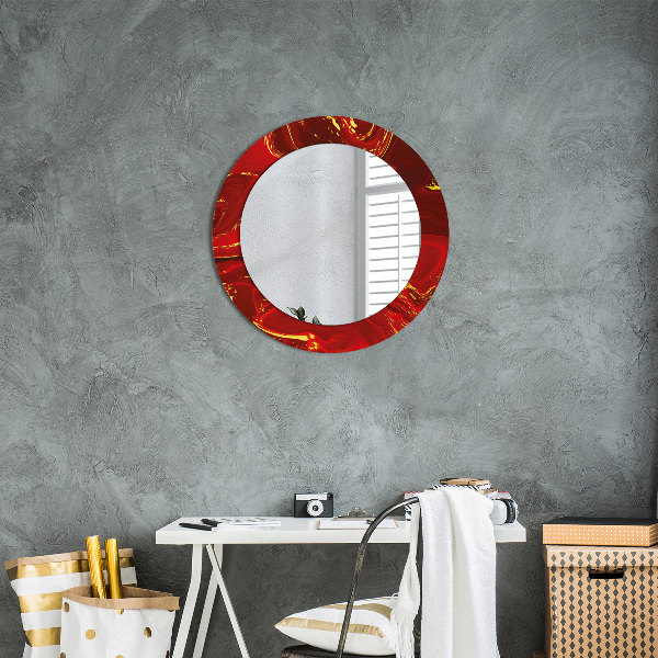 Round wall mirror design Red marble