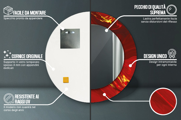 Round wall mirror design Red marble