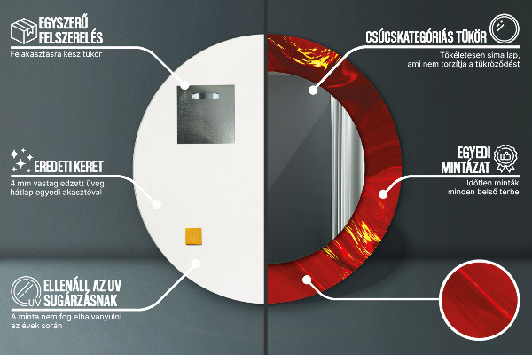 Round wall mirror design Red marble