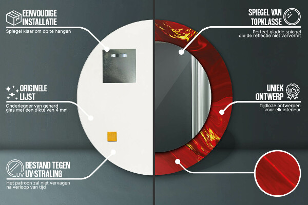 Round wall mirror design Red marble