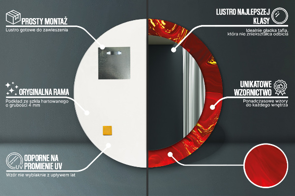 Round wall mirror design Red marble