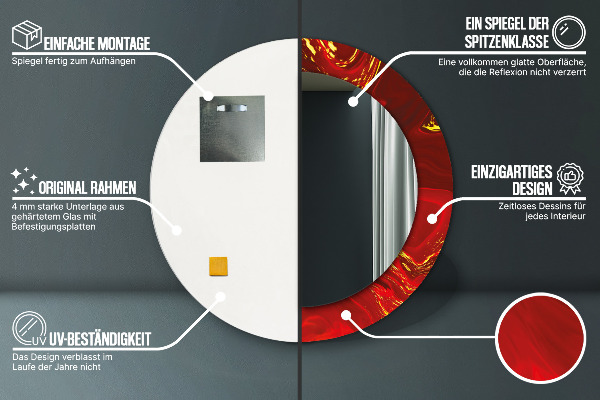 Round wall mirror design Red marble