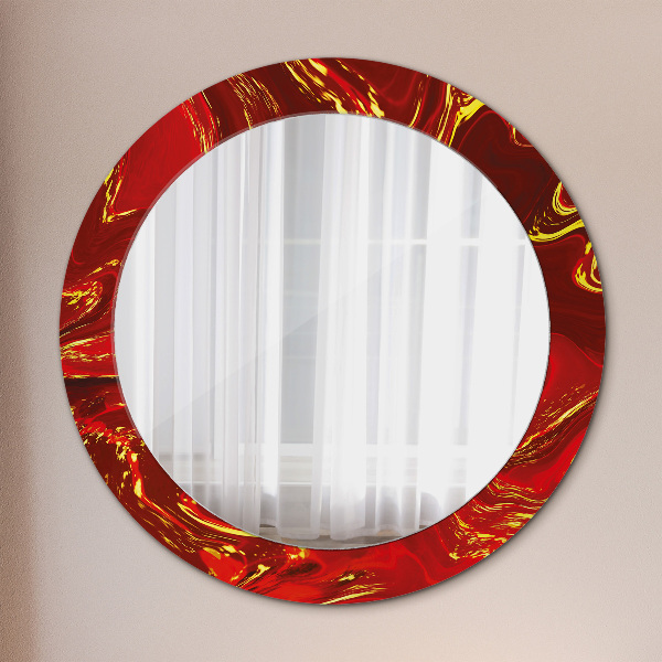 Round wall mirror design Red marble