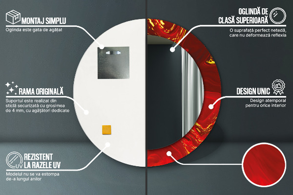 Round wall mirror design Red marble