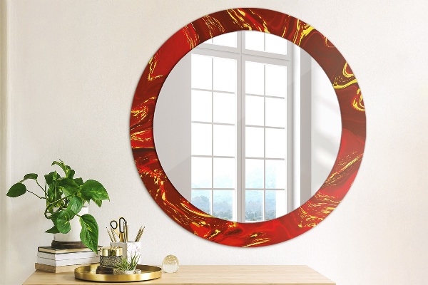 Round wall mirror design Red marble