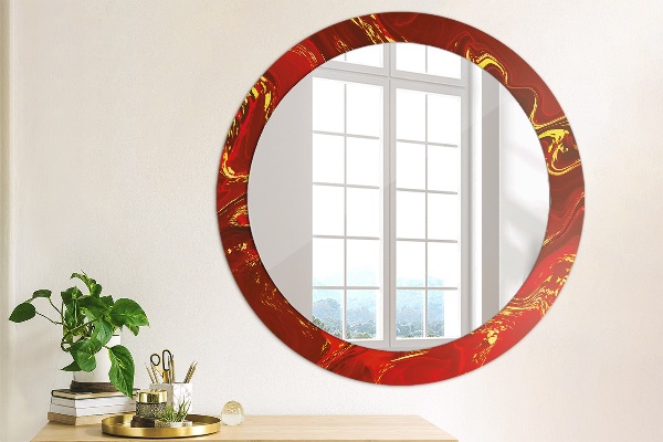 Round wall mirror design Red marble