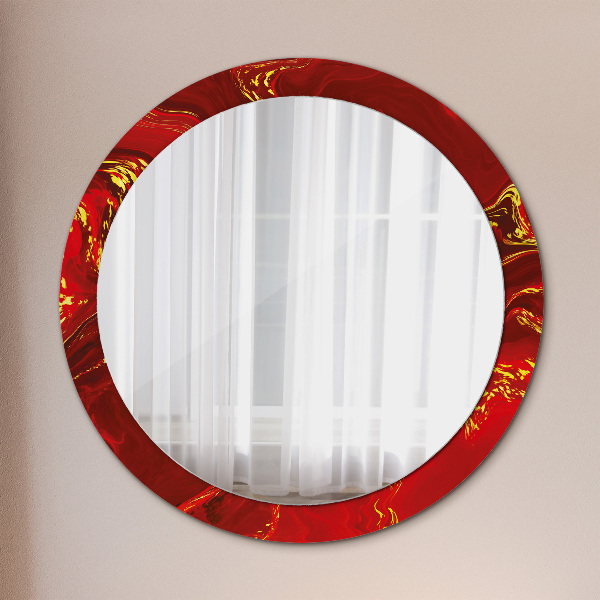 Round wall mirror design Red marble
