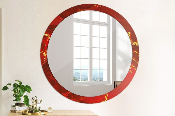 Round wall mirror design Red marble