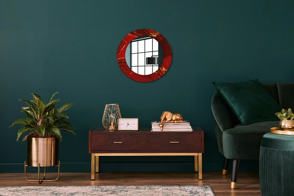 Round wall mirror design Red marble