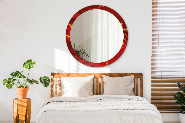 Round wall mirror design Red marble