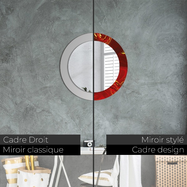 Round wall mirror design Red marble