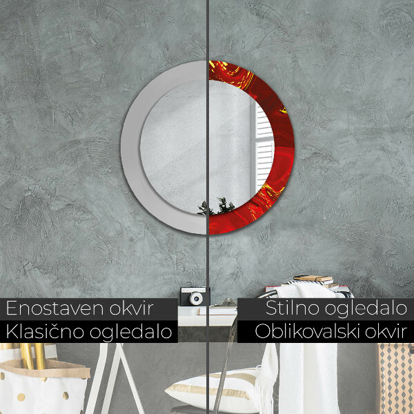 Round wall mirror design Red marble