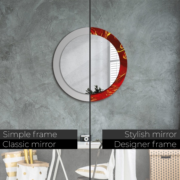 Round wall mirror design Red marble