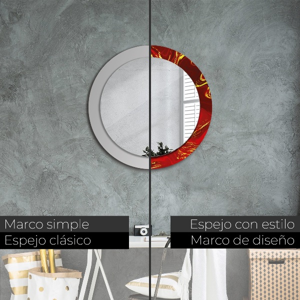 Round wall mirror design Red marble