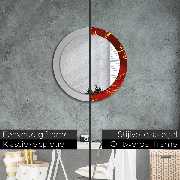 Round wall mirror design Red marble