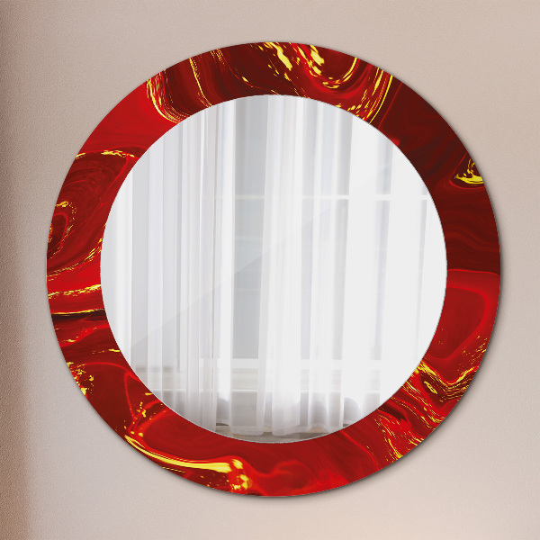 Round wall mirror design Red marble