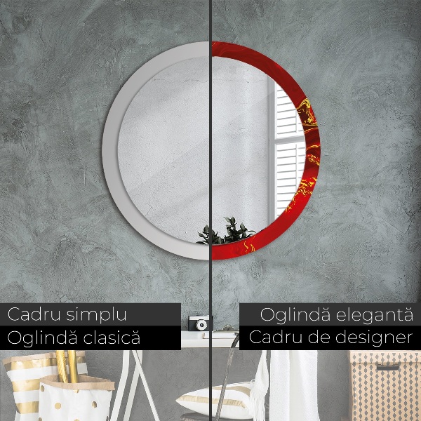 Round wall mirror design Red marble