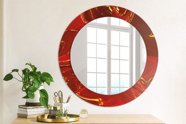 Round wall mirror design Red marble