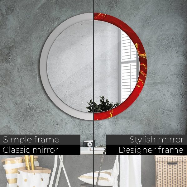 Round wall mirror design Red marble