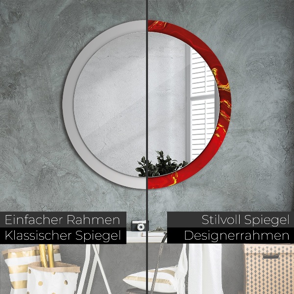 Round wall mirror design Red marble
