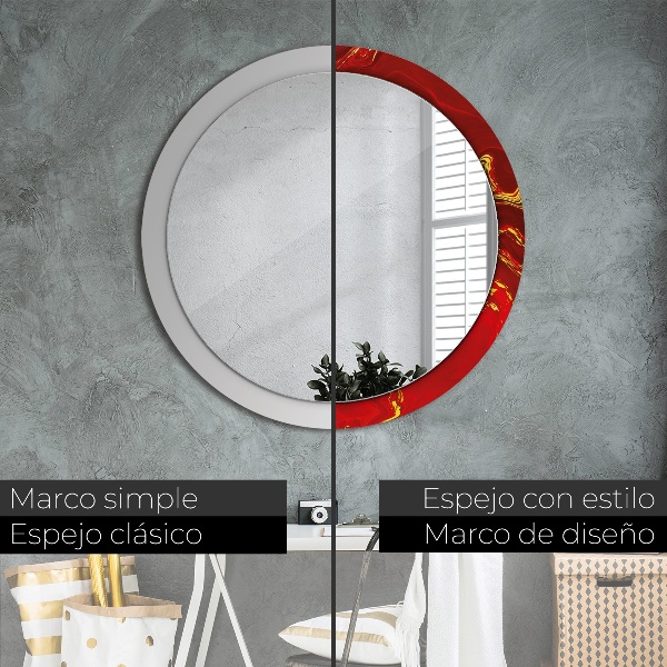 Round wall mirror design Red marble