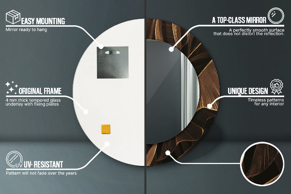 Round decorative mirror Brown banana leaves