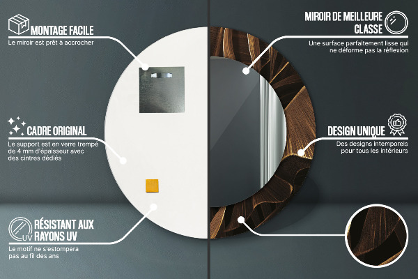 Round decorative mirror Brown banana leaves