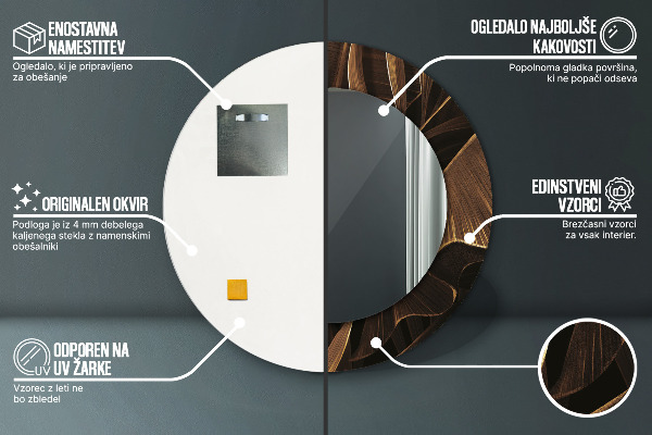 Round decorative mirror Brown banana leaves