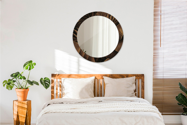 Round decorative mirror Brown banana leaves