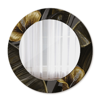 Round printed mirror Hibiscus flowers