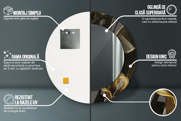 Round printed mirror Hibiscus flowers