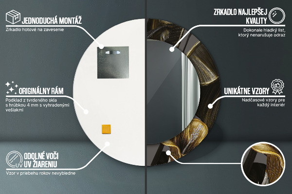 Round printed mirror Hibiscus flowers