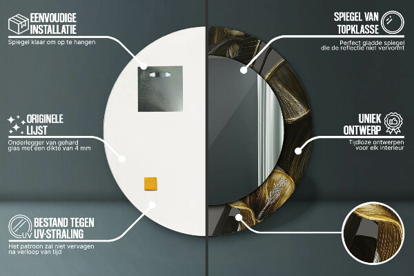 Round printed mirror Hibiscus flowers