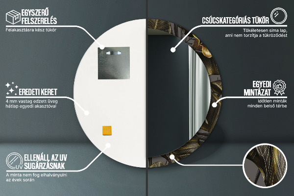 Round printed mirror Hibiscus flowers