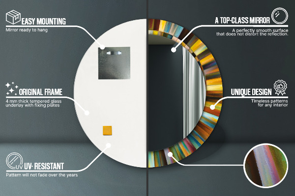 Round printed mirror Abstract radial pattern