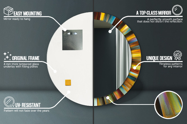 Round printed mirror Abstract radial pattern