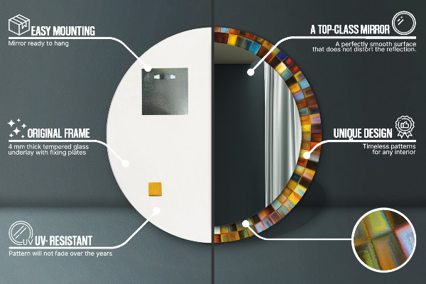 Round printed mirror Abstract radial pattern