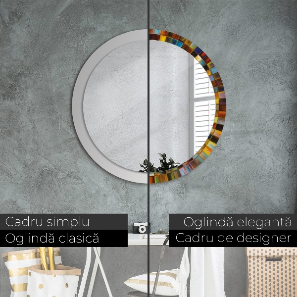 Round printed mirror Abstract radial pattern