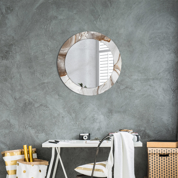Round printed mirror Bright marble
