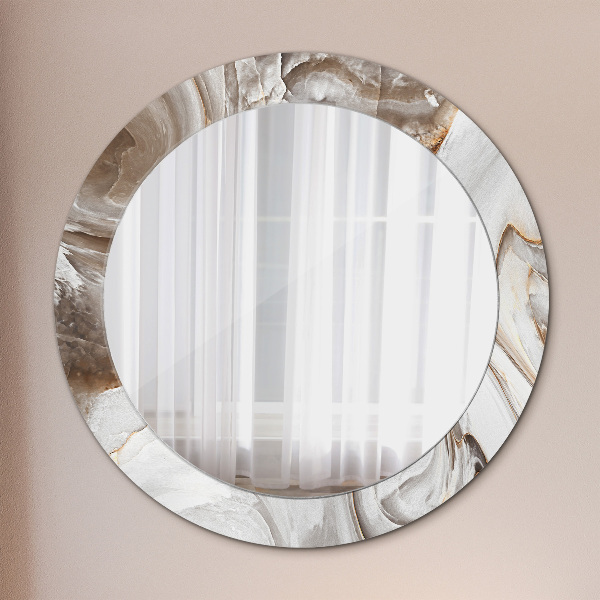 Round printed mirror Bright marble
