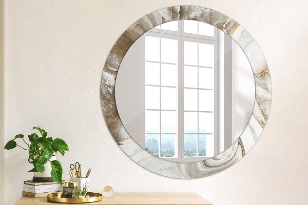 Round printed mirror Bright marble