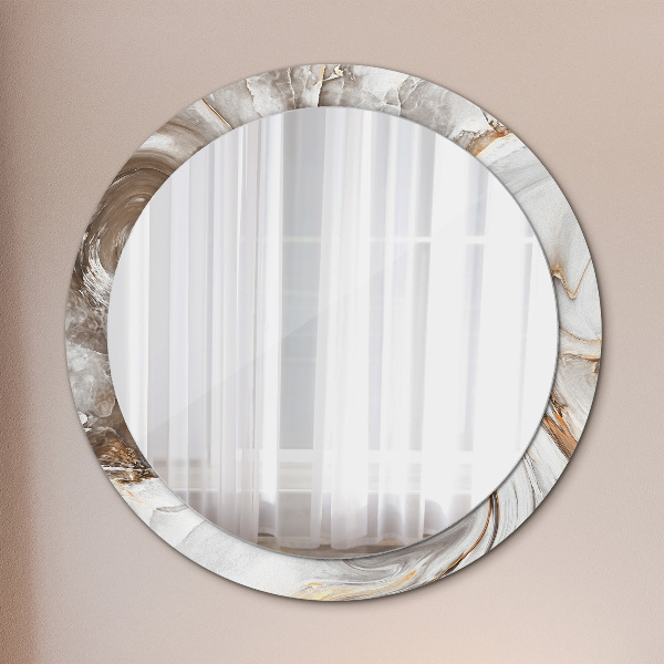 Round printed mirror Bright marble